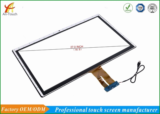 27 Inch Capacitive Touch Screen Overlay , Transparent Glass Touch Screen Panel