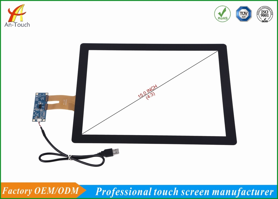 ATM 15 Inch Capacitive Touch Screen Overlay Response Speed Fast , Smooth Touch